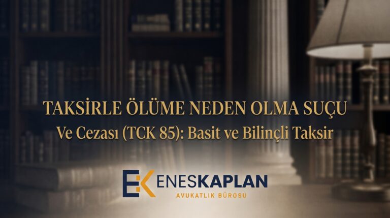 Taksirle ölüme neden olma suçu TCK 85'te düzenlenir: ceza 2-6 yıl, birden fazla ölümde 2-15 yıl. Bilinçli taksir, HAGB ve görevli mahkeme bu rehberde.